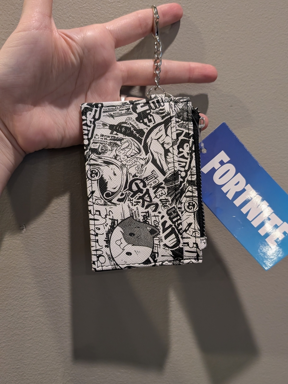 Fortnite Black & White Graphic Zip Wallet with Keychain